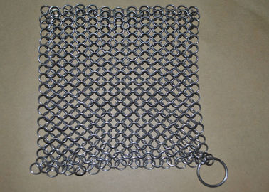SUS 304 Chainmail Cast Iron Pan Scrubber , Stainless Steel Pot Scrubber 