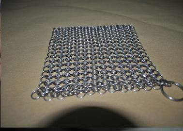 China Kitchen 304 Stainless Steel Chainmail Scrubber Rectangle 10mm , Size Custom supplier
