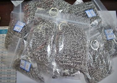 China Custom Pan Stainless Steel Chainmail Scrubber 10mm Outside Diameter , Eco Friendly supplier