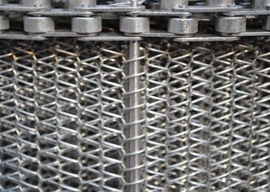 ood Processing Metal Mesh Belt / Flat Wire Conveyor Belt Alkali Resistant