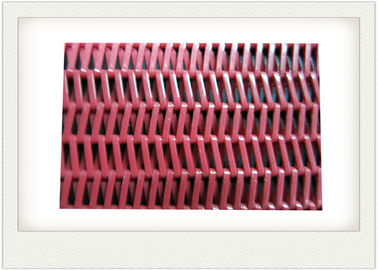 China Red Polyester Mesh Belt With Spiral Conveyor For Food Dryer / Sludge Dewatering supplier