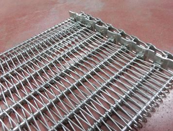 China Snacks Deep Fry Wire Ss Conveyor Belt With Baffle , Balanced Weave Belt supplier