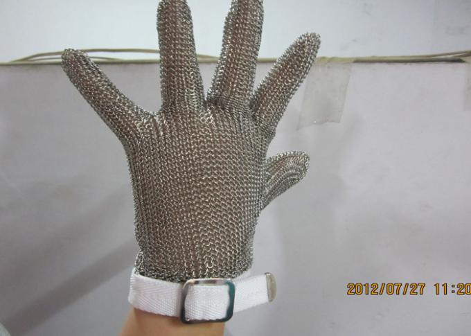 M Size Red Stainless Steel Gloves For Cutting , Chain Mail Gloves Anti Wear