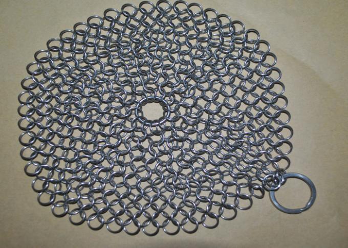 7''*7" SS Chainmail Cast Iron Scrubber / Cleaner , Polishing Surface Treatment