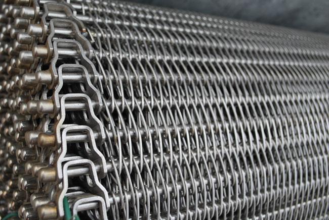 Food Drying Stainless Steel Conveyor Chain Belt Silver High Temperature Resistant