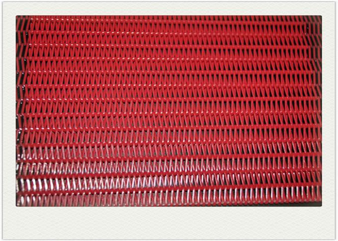 Red Polyester Mesh Belt With Spiral Conveyor For Food Dryer / Sludge Dewatering