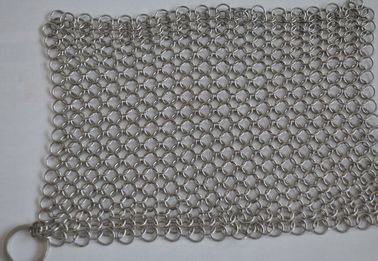 Kitchen 304 Stainless Steel Chainmail Scrubber Cast Iron Hardware Cleaner 7 * 7 inch