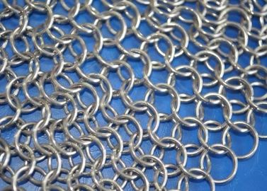 Food Grade Stainless Steel Chainmail Scrubber For Cast Iron Cookware , Round Shape