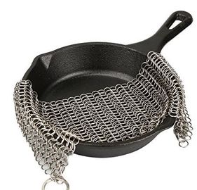 China 7''*7&quot; SS Chainmail Cast Iron Scrubber / Cleaner , Polishing Surface Treatment supplier