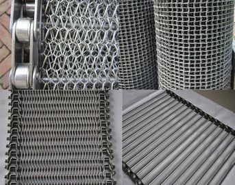 Rod Reinforced Metal Wire Mesh Conveyor Belt , Stainless Steel Mesh Conveyor Belt 