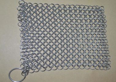 SGS Stainless Steel Chainmail Scrubber , 30 Ringer Cast Iron Cleaner For Kichen Pan Cleaning supplier